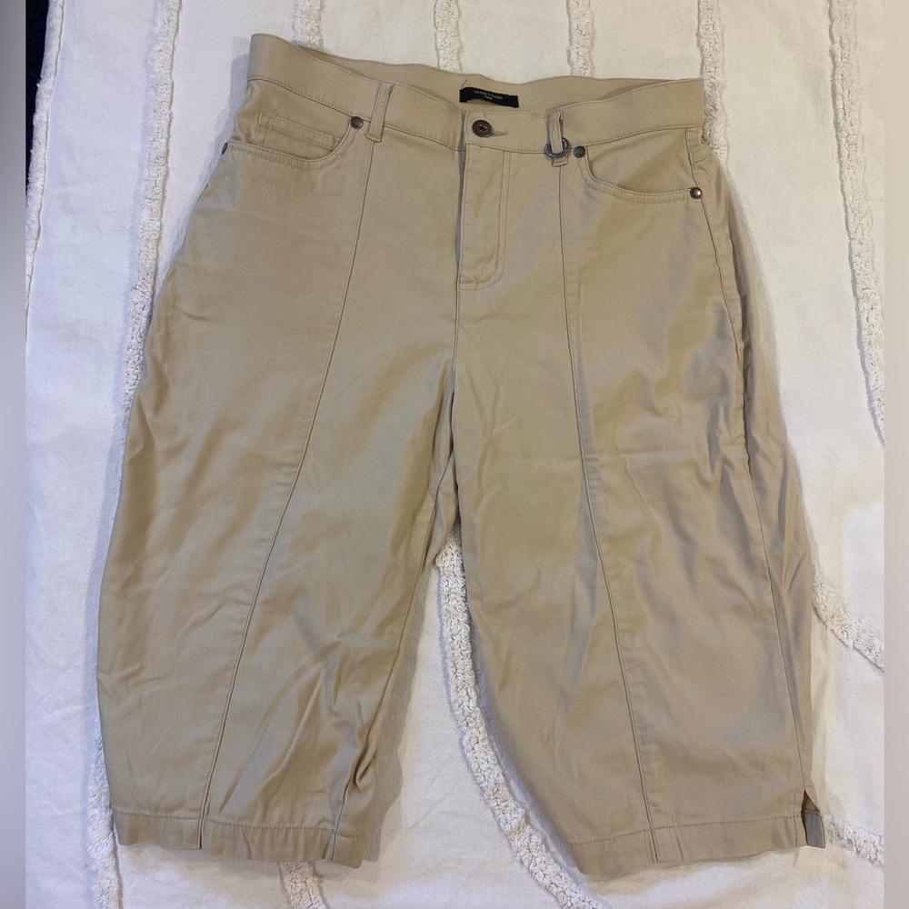 🌷Simon Chang Size 8 Beige Capri Pants Cropped Utility Trousers 3/$30
